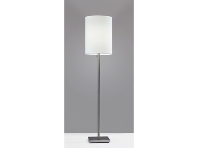 Adesso Liam 60.5 Brushed Steel Floor Lamp with White Cylinder Shade (1547-22)