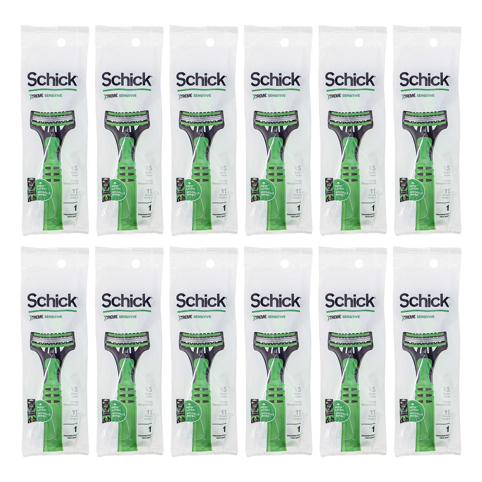Schick Xtreme3 Disposable Razor, 12 Razors/Bag, 12 Bags/Carton