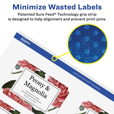 Avery Laser/Inkjet Multipurpose Rectangle Scalloped Labels, 2" x 3", White, 800 Labels/Box (94267)