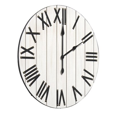 Elegant Designs Handsome 21" Rustic Farmhouse Wood Wall Clock, White Wash (HG2004-WWH)