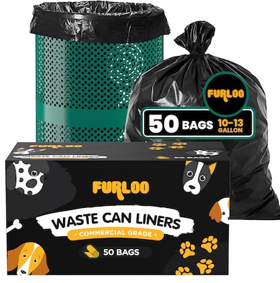 Furloo Heavy Duty Pet Waste Disposal Bag, 13 Gallon, Black, 100 Total Bags (FLO22-2PK)