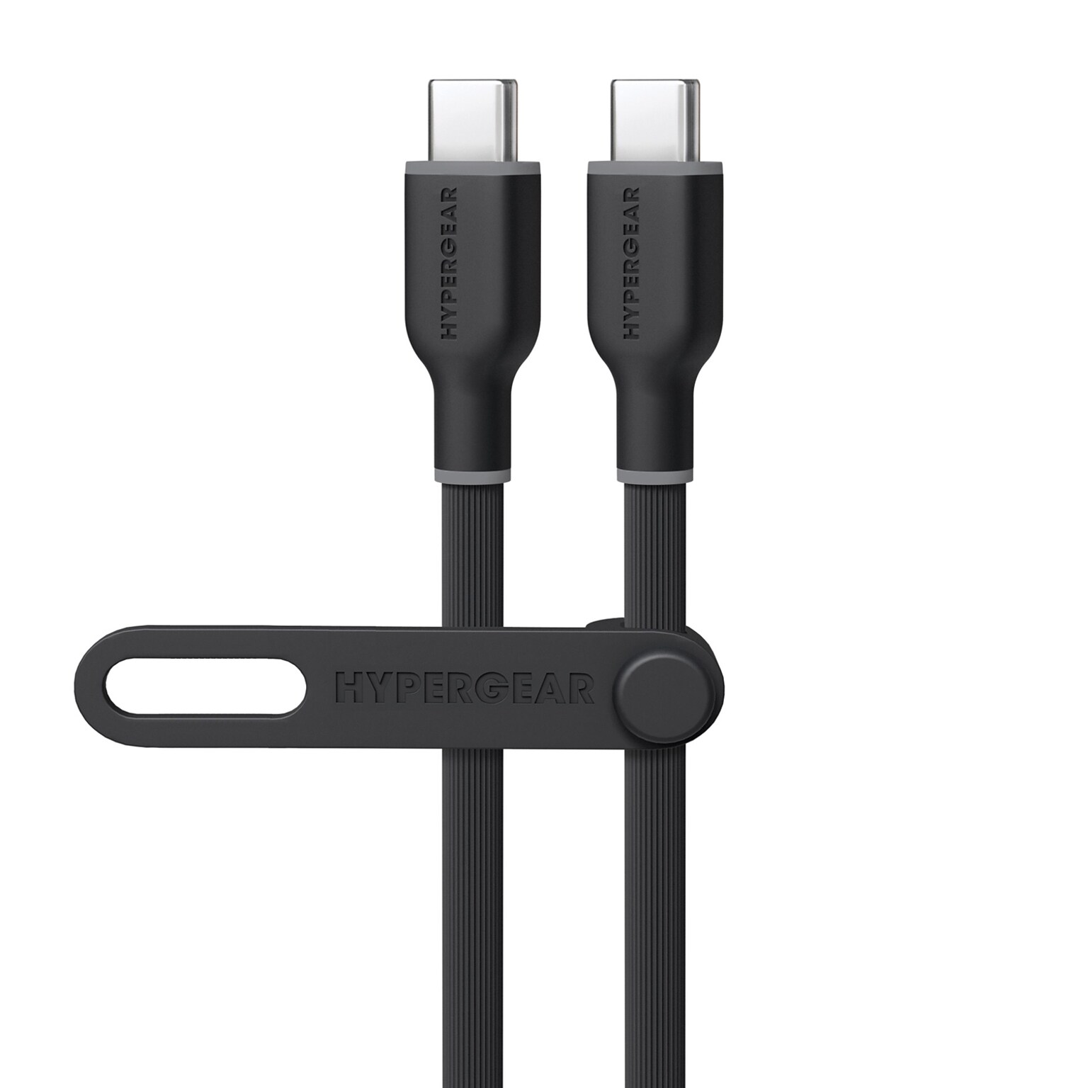 HyperGear Flexi Pro USB-C to USB-C Soft-Touch Silicone Fast Charge and Sync Cable, 15 ft., Black (16053)