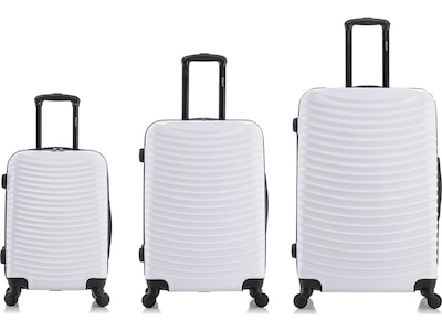 DUKAP ADLY Polycarbonate/ABS 3-Piece Luggage Set, White (DKADLSML-WHI)