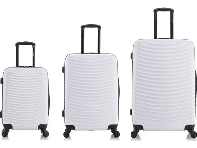 DUKAP Adly 3-Piece Hardside Spinner Luggage Set, White (DKADLSML-WHI)