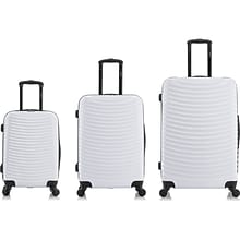 DUKAP ADLY Polycarbonate/ABS 3-Piece Luggage Set, White (DKADLSML-WHI)