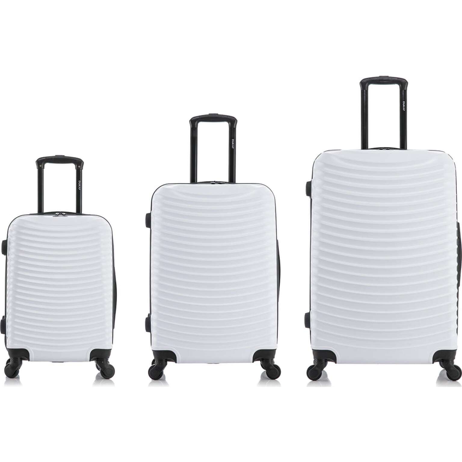 DUKAP Adly 3-Piece Hardside Spinner Luggage Set, TSA Checkpoint Friendly, White (DKADLSML-WHI)