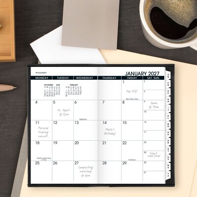 2027 AT-A-GLANCE 3.5" x 6" Monthly Planner, Faux Leather Cover, Black (70-064-05-27)