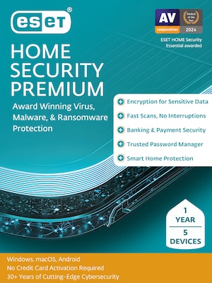 ESET Home Security Premium 2025 for 5 Users, Windows and Mac, Download (RTL-EHSP-N1-5-1-XLS)