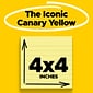 Post-it Notes, 4" x 4", Canary Collection, Lined, 300 Sheet/Pad (675-YL)