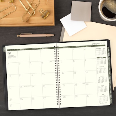 2027 AT-A-GLANCE Recycled 7" x 8.75" Weekly & Monthly Appointment Book, Faux Leather Cover, Black (70-951G-05-27)