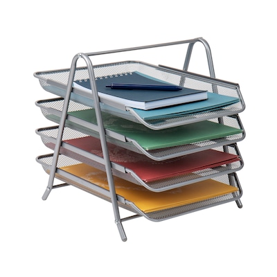 Mind Reader 2-Pack Stackable Tray, Silver, Organizer