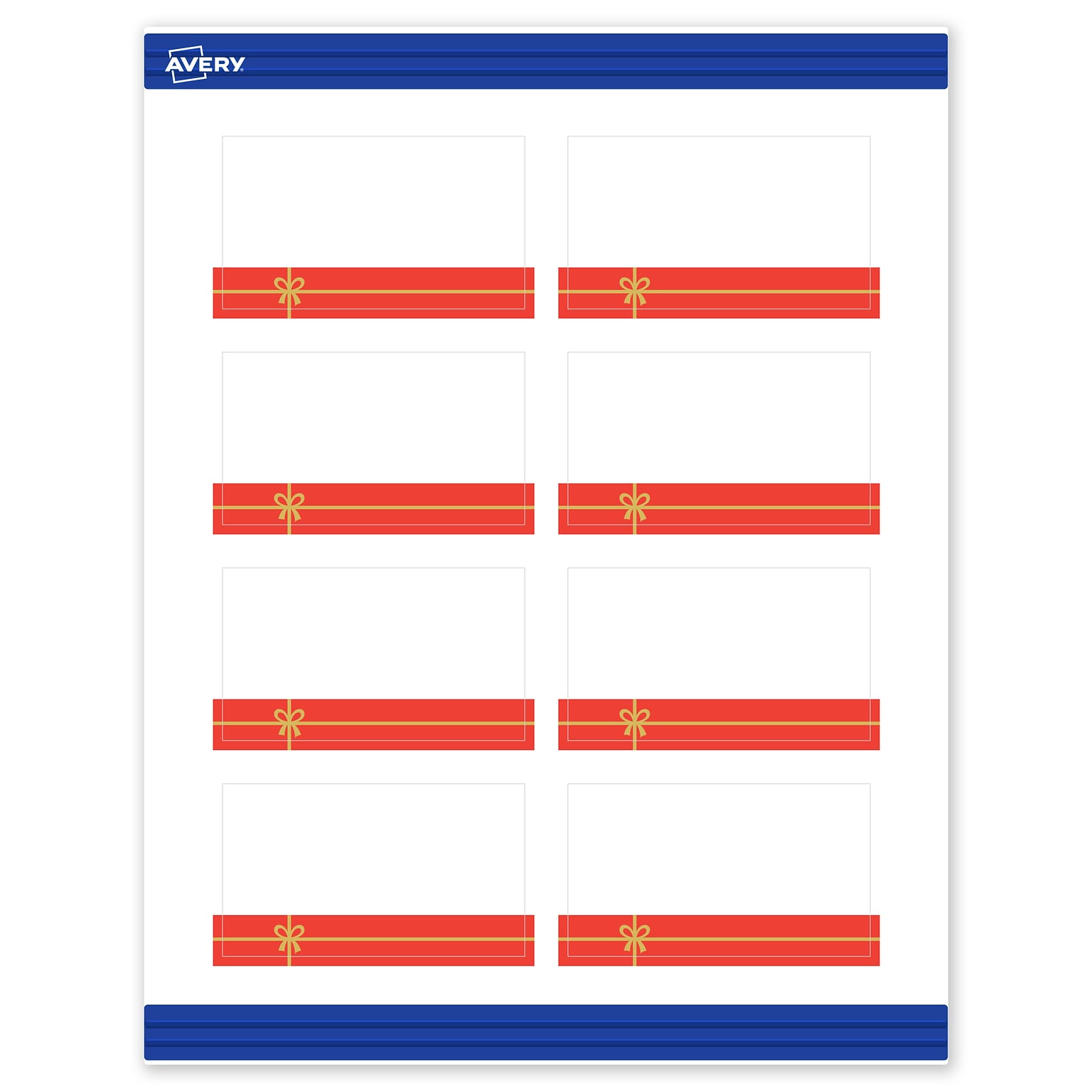 Avery Gold-Red Gift Matte Blank Card, White, 80/Pack (S00-FG4)