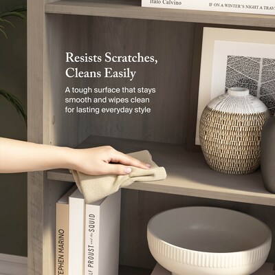 Bush Furniture Salinas 63"H 5-Shelf Bookcase with 3 Adjustable Shelves, Driftwood Gray Laminated Wood (SAB132DG-03)