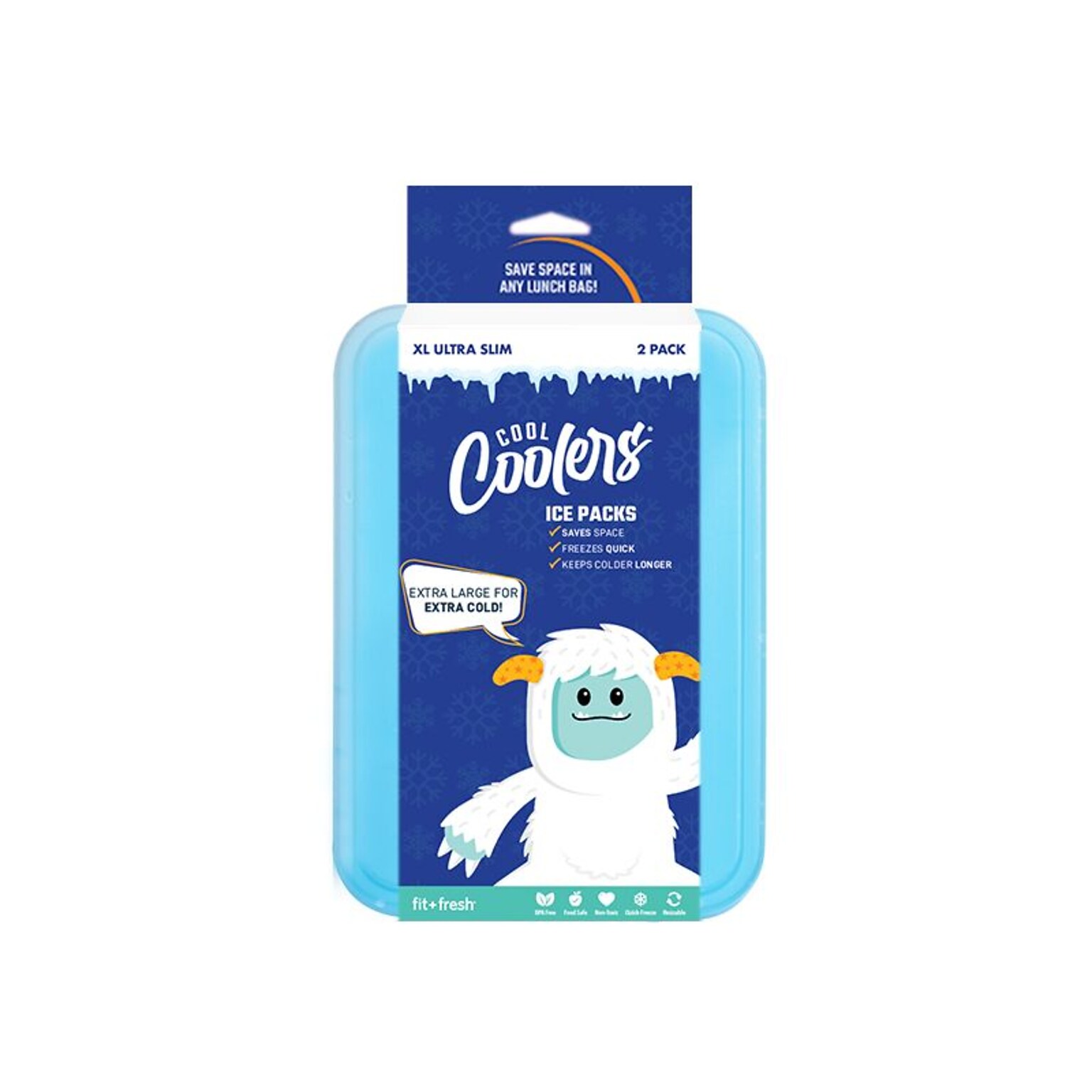 Fit & Fresh Cool Coolers Kids Ice Packs, Blue, 2/Pack (239ICEK2STP)