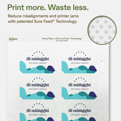 Avery Hemp Rectangle Scalloped Laser/Inkjet Multipurpose Labels, 2" x 3", Off-White (160/Pack)