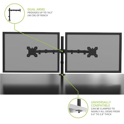 Kanto Height Adjustable Desktop Arm Dual Monitor Stand for 17" - 27" Monitors, Black (DML2000)