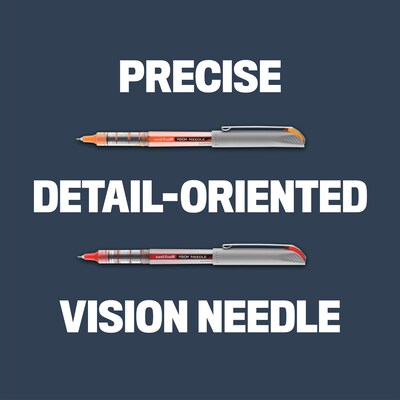 uni-ball Vision Needle Rollerball Pens, Fine Point, 0.7mm, Assorted Ink, 8/Pack (1734916)