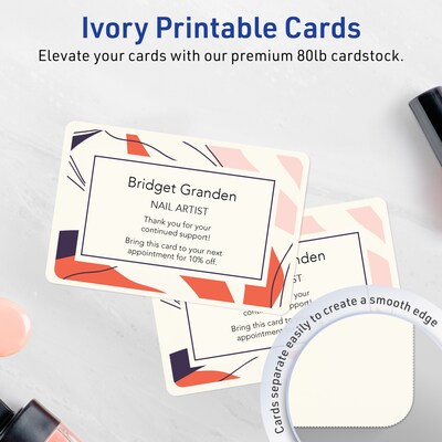 Avery Integrated Cards, 3 x 5, Matte Ivory, 150/Box (95338)