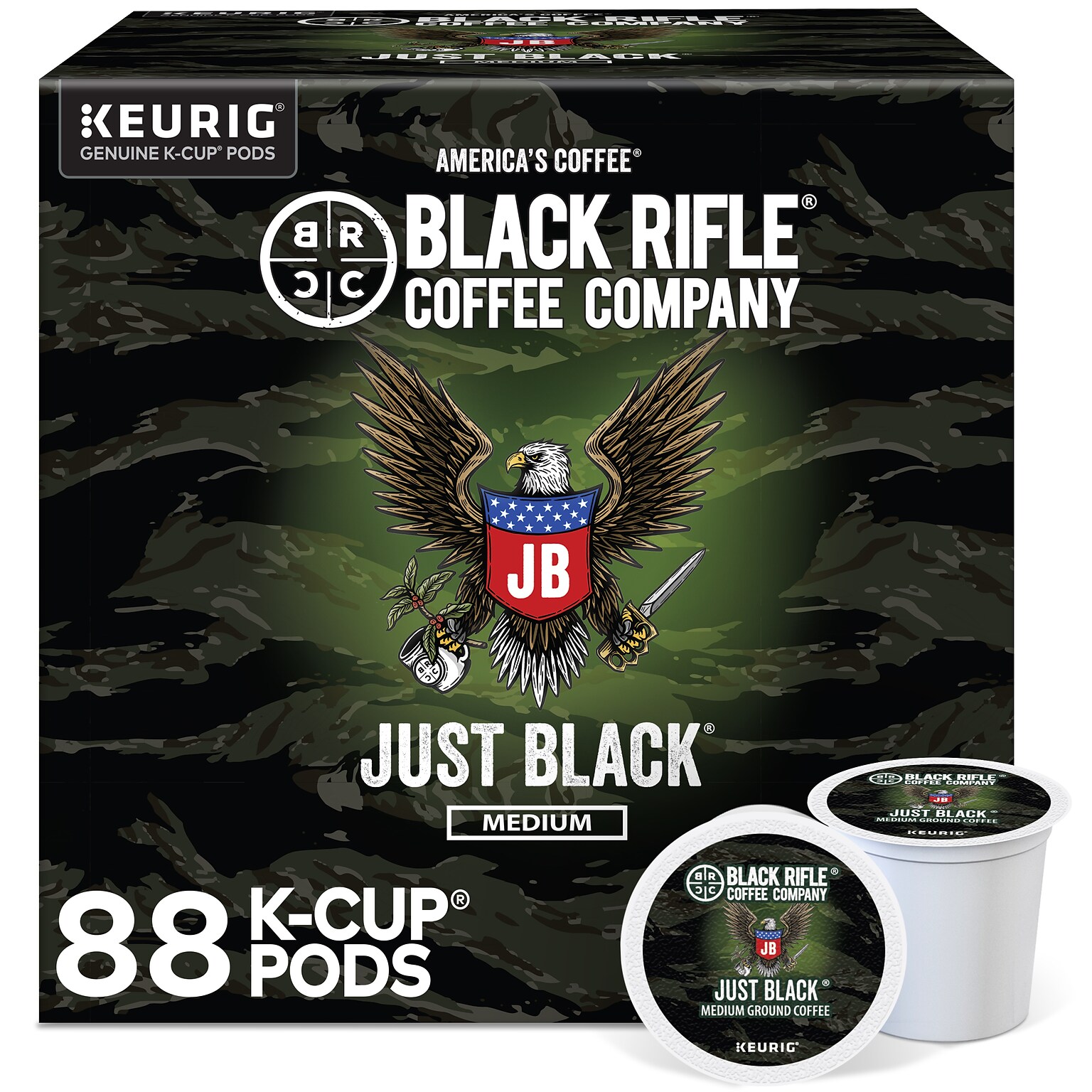 Black Rifle Coffee Company Just Black Coffee Keurig® K-Cup® Pods, Medium Roast, 88/Carton (5000384043CT)