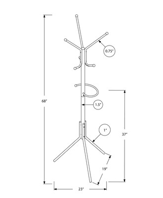 Monarch Specialties Inc. Coat Tree, White, Metal (I 2164)
