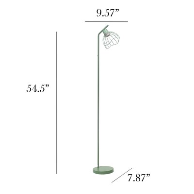 Simple Designs Sleek Essentials 54.5" Metal Floor Lamp with Wire Cage Shade, Sage Green (LF1050-SGE)