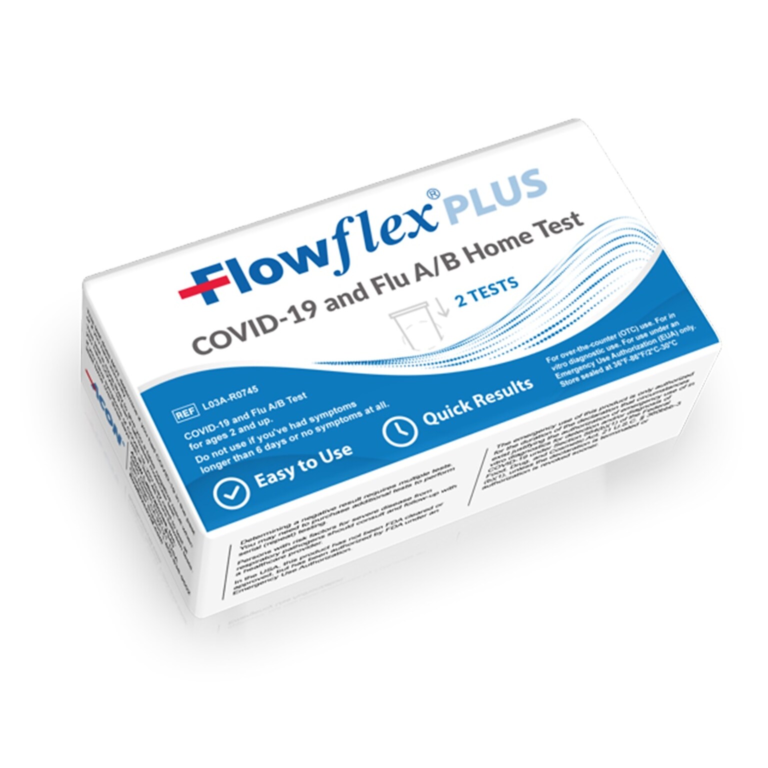 Flowflex Plus COVID-19 and Flu A/B, 3-in-1 Antigen Rapid Test, Results in 15 Minutes, 2 Test (SMN200119)