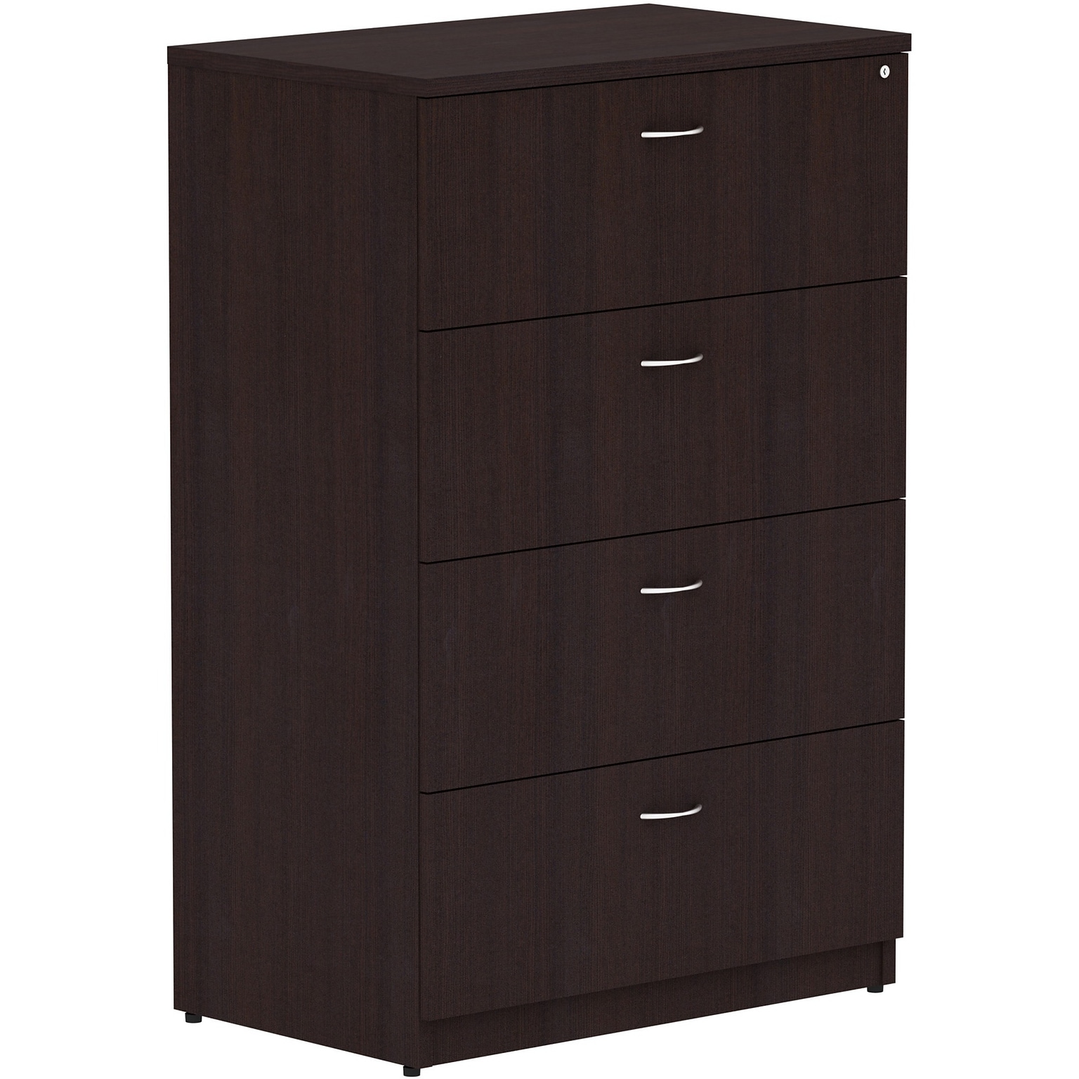 Lorell Essentials 4-Drawer Lateral File Cabinet, Letter/Legal Size, Lockable, 54.8H x 35.5W x 22D, Espresso (LLR18274)