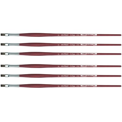 da Vinci COLLEGE Oil and Acrylic Synthetic Bristle, Flat Brush, 6/Bundle (DVXVA87406-6)