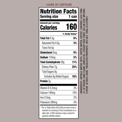 La Colombe Draft Oatmilk Vanilla Latte Caffeinated Cold Brew Coffee, Medium Roast, 11 oz., 12/Carton (LCT02584)