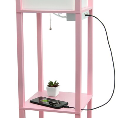 Simple Designs Etagere Organizer 62.5" Floor Lamp with Rectangular Shade, Light Pink (LF1037-LPK-CCLB)