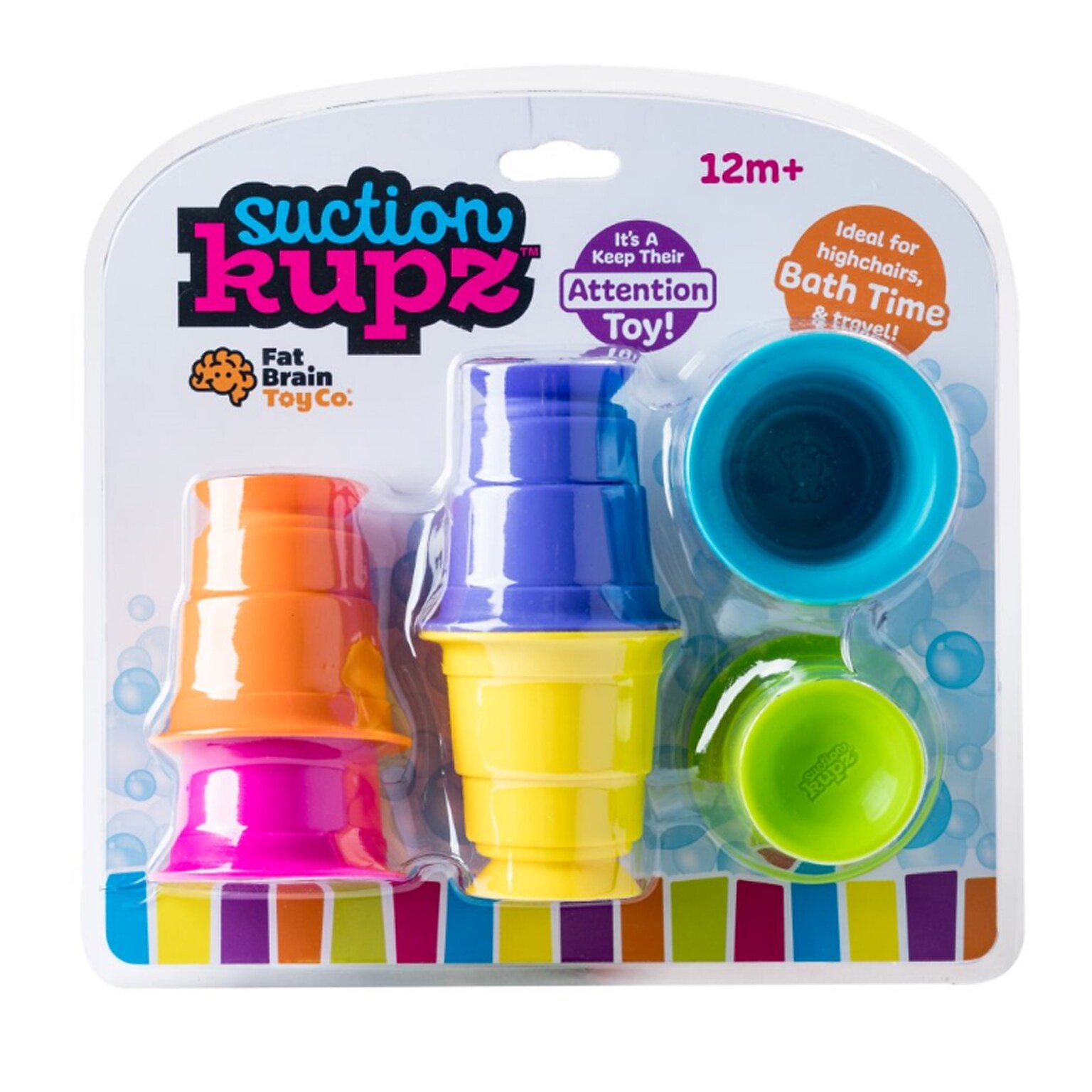 Fat Brain Toys Suction Kupz, Assorted Colors, 6/Set (FBT183)