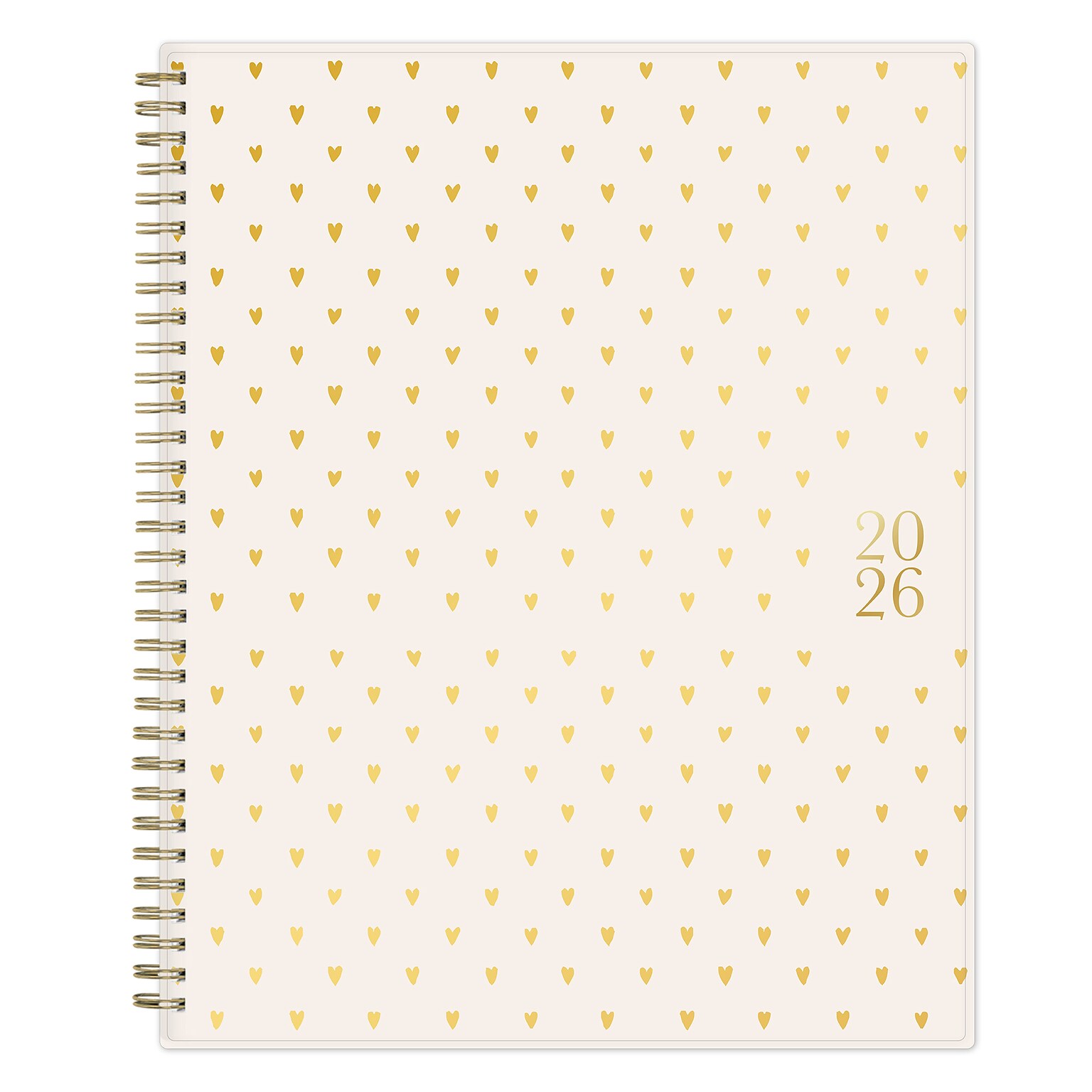 2026 Blue Sky Bespoke Letterpress Cream Hearts 8.5 x 11 Calendar Year Weekly & Monthly Planner, Plastic Cover (156227)