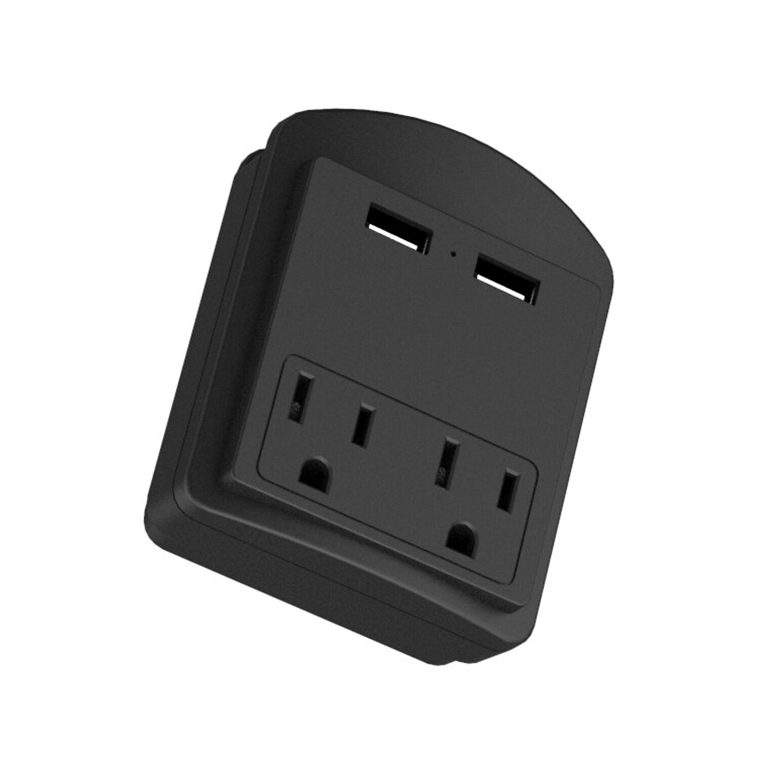 LAX 2-Outlet Surge Protector with 2 USB Ports, Black