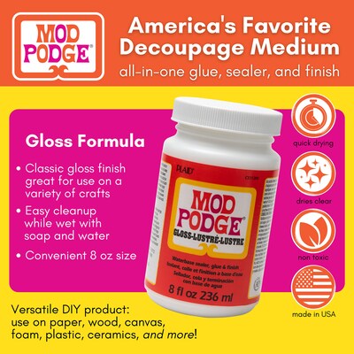 Mod Podge Decoupage Glue, Gloss, 8oz., 3/Pack (MODCS11201-3)