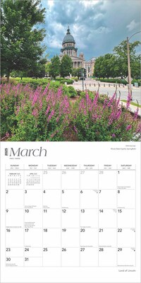 2025 BrownTrout Land of Lincoln Illinois Places 12" x 12" Monthly  Wall Calendar (9781975482985)