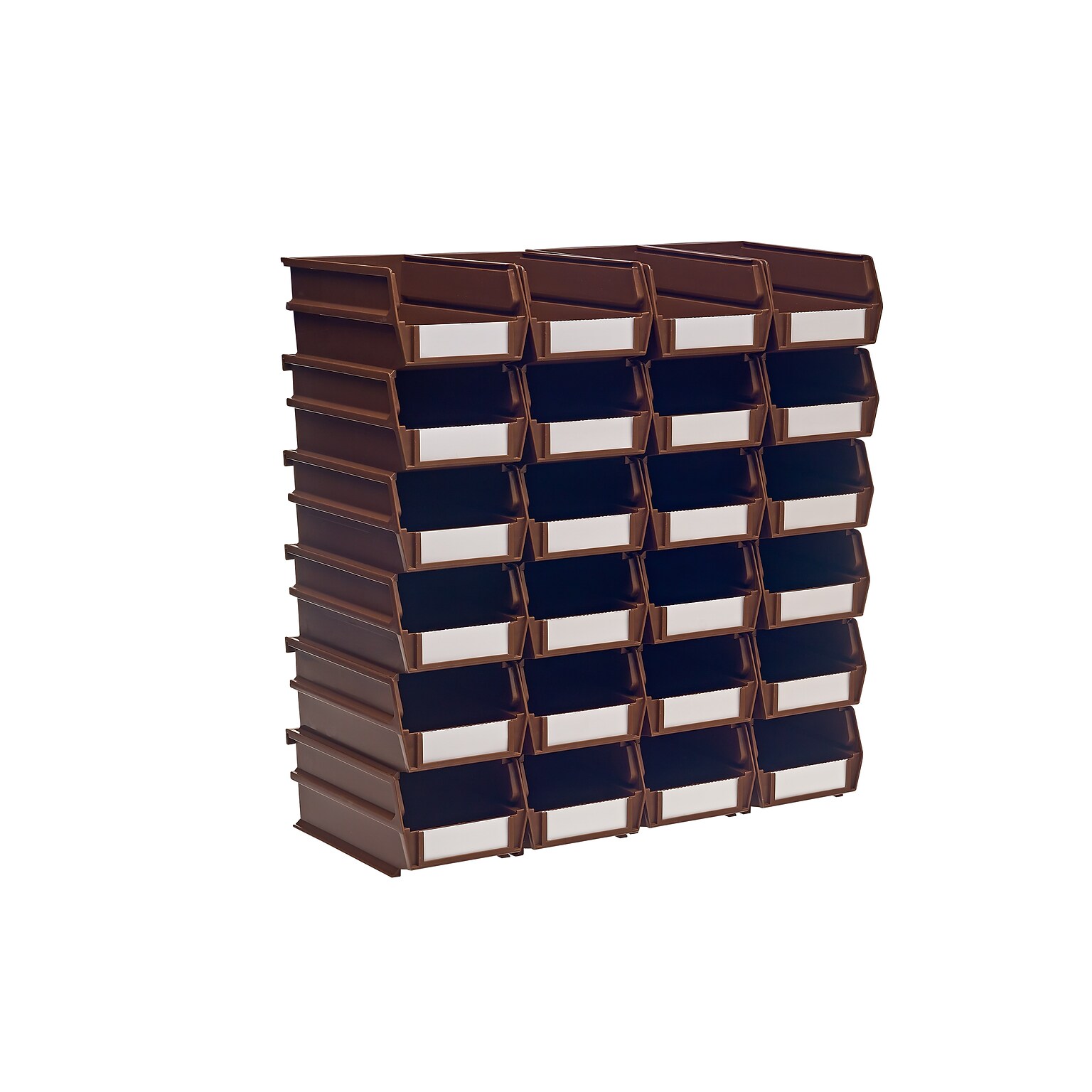 Triton Products LocBin Medium Stackable Plastic Storage Bin, 3 x 4.125x 7.375, 1.58 Qt., Brown, 24/Pack (3-220BR)