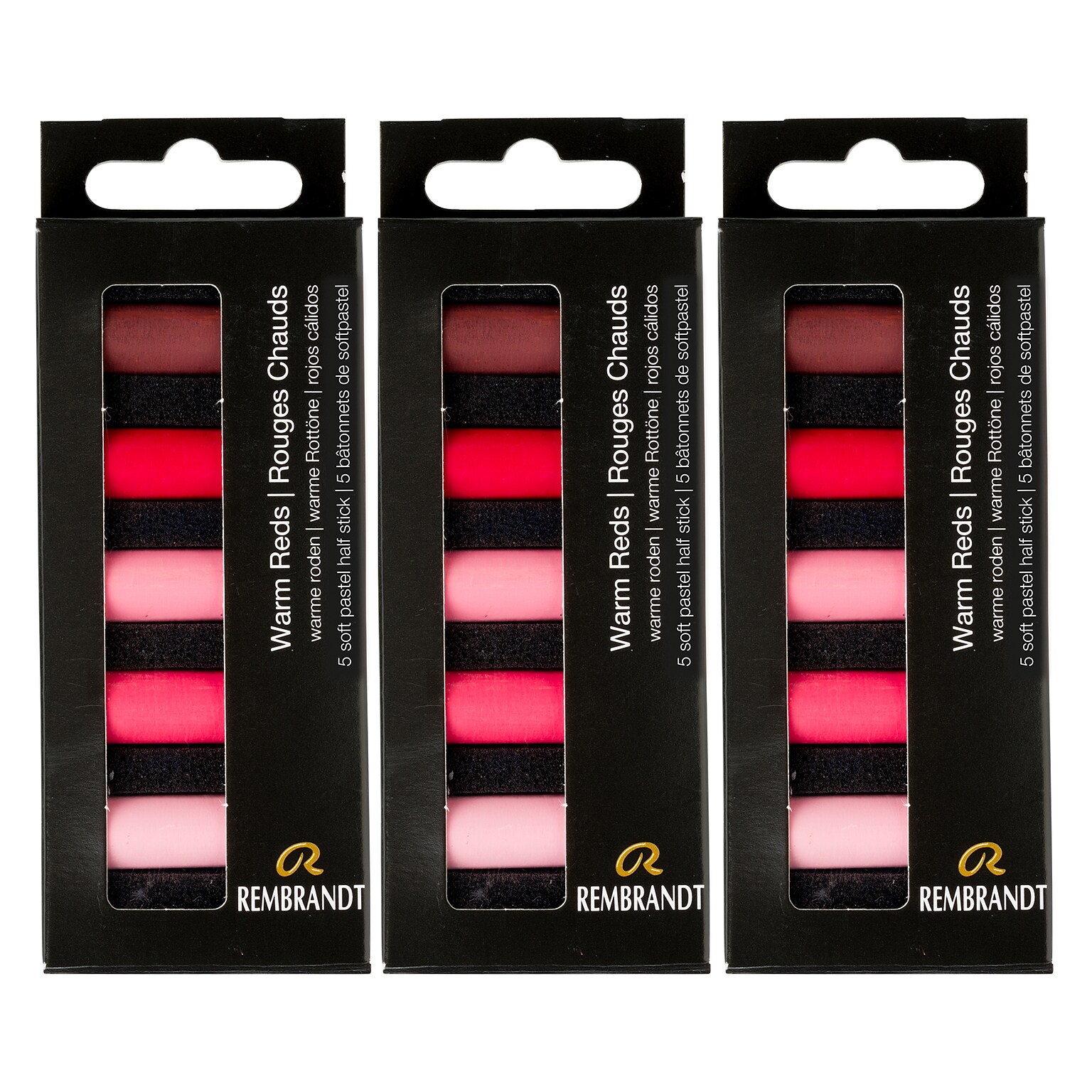 Rembrandt Soft Pastels Micro Sets, Warm Reds, 5/Set, 3 Sets/Bundle (RBX31820504-3)