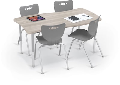 MooreCo Hierarchy Creator Rectangular Table, 58W x 31D, Grey Elm/Platinum Base (703673562966)
