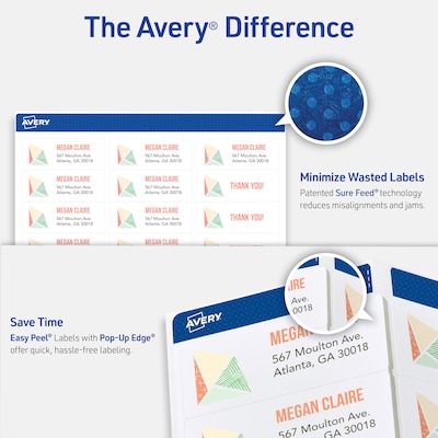 Avery Easy Peel Laser/Inkjet Address Labels, 1 x 2 5/8, Matte White, 300 Labels/Pack (18160)