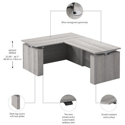 Bush Business Furniture Stratus 60"W Electric L-Shaped Adjustable Standing Desk, Platinum Gray (SUT013PG)