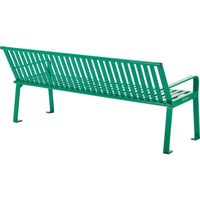 Global Industrial 4' Outdoor Bench w/ Back, Vertical Steel Slat, Green (694853KD)