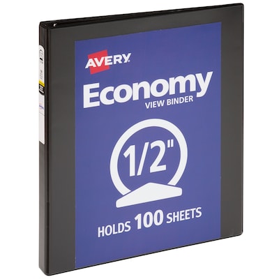 Avery 1/2 3-Ring View Binders, Black (5705)