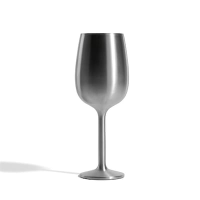 Stainless Steel Stemmed Wine Glass - Steel