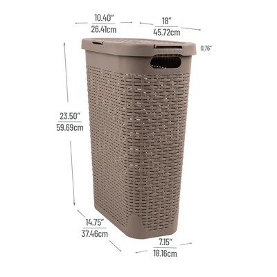 Mind Reader 10.57-Gallon Laundry Hamper with Lid, Plastic, Tan (40HAMP-BRNM)