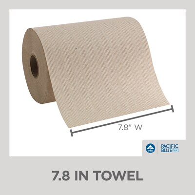 Pacific Blue Basic Recycled Hardwound Paper Towels, 1-ply, 580 ft./Roll, 12 Rolls/Carton (26401)