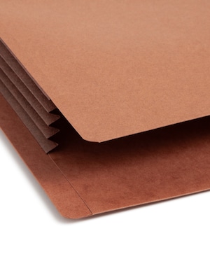 Smead Extra Wide Recycled Reinforced File Pocket, 3" Expansion, Legal Size, Dark Brown/Redrope, 10/Box (74681)