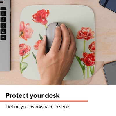 Staples TECH Non-Skid Mouse Pad, PINK FLORAL (ST63283)