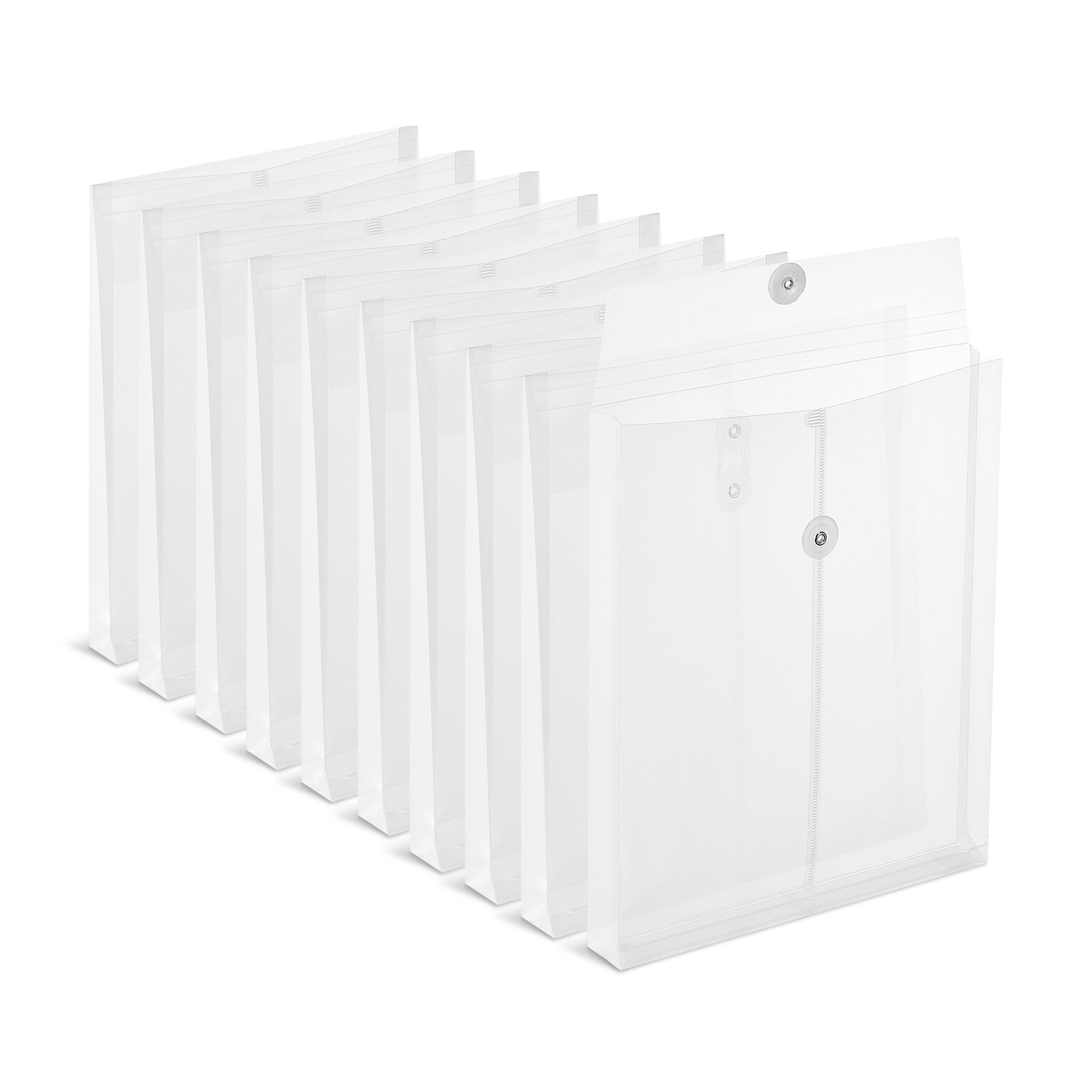 TRU RED Moisture Resistant Expanding Wallet, Button & String Closure, Letter Size, Clear, 10/Pack (TR32431)