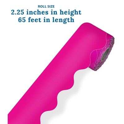Carson Dellosa Education Rolled Scalloped Border, 2-1/4" x 65', Hot Pink, 3/Bundle (CD-108470-3)