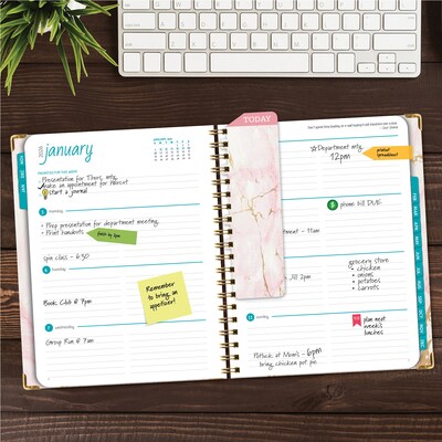 2026 Global Printed Products Pink Marble 8.5 x 11 Weekly & Monthly Planner, Paperboard Cover (NRY26-8511-01)